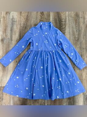 Hanna Andersson Blue Star Print Long Sleeve Dress size 10